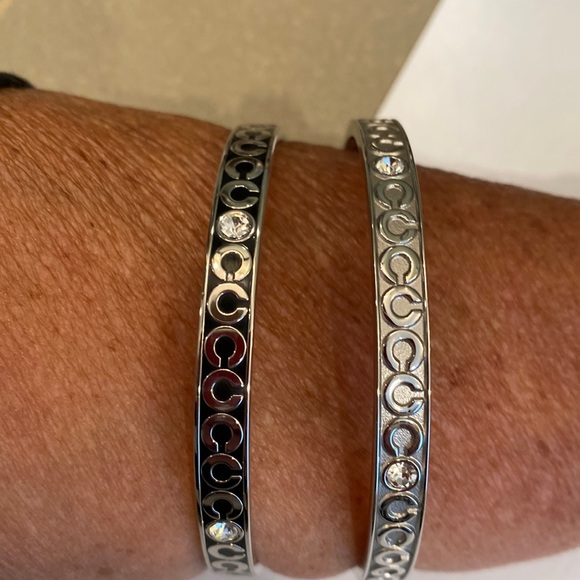 BOTH these beautiful bangles.GOOD silver plate & ceramic black/white.Worn little